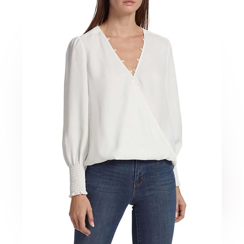 NWOT L’AGENCE Ivory Enzo Crossfront Blouse Size Small